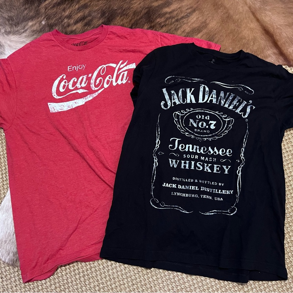 Jack and Coke Halloween Tshirts. Jack Daniel’s XXL and Coke is XL. Worn once